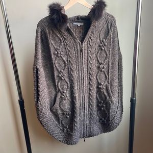 Alpaca-blend poncho sweater